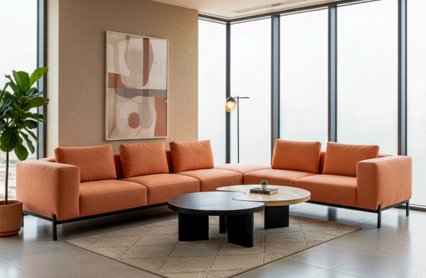 Noir - Sectional Sofa 3 + 2 - Peach